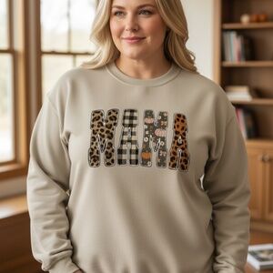 MAMA Patch Sweatshirt New Sand  2XL-3XL Custom made. Great for moms, grandma's